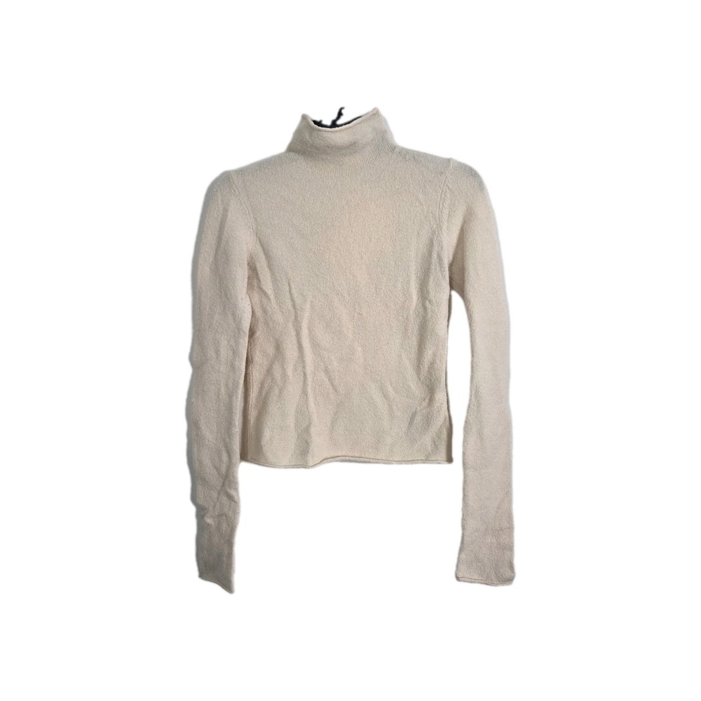 NWOT Wilfred Women's Size S Ivory Turtleneck Cropped Long Sleeve‎ Sweater Comfy
